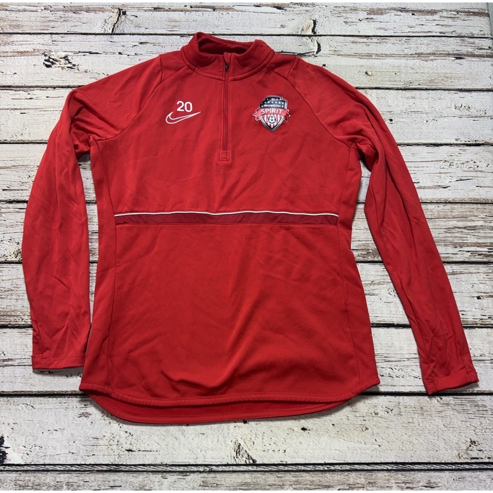 Nike Dri-FIT Washington Spirit NWSL Soccer Quarter Zip Pullover Red M #20